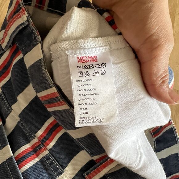 BDG Urban Outfitters Shorts Womens 29 Blue Denim Striped Mom Button Fly Cuffed - Picture 10 of 10